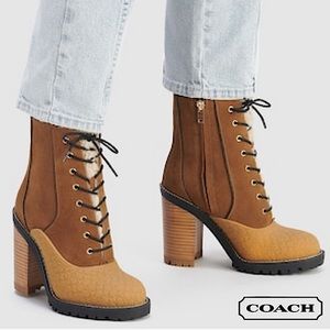 🆕 COACH Haven Boots in Raw Umber/ Natural Sz 9.5 B